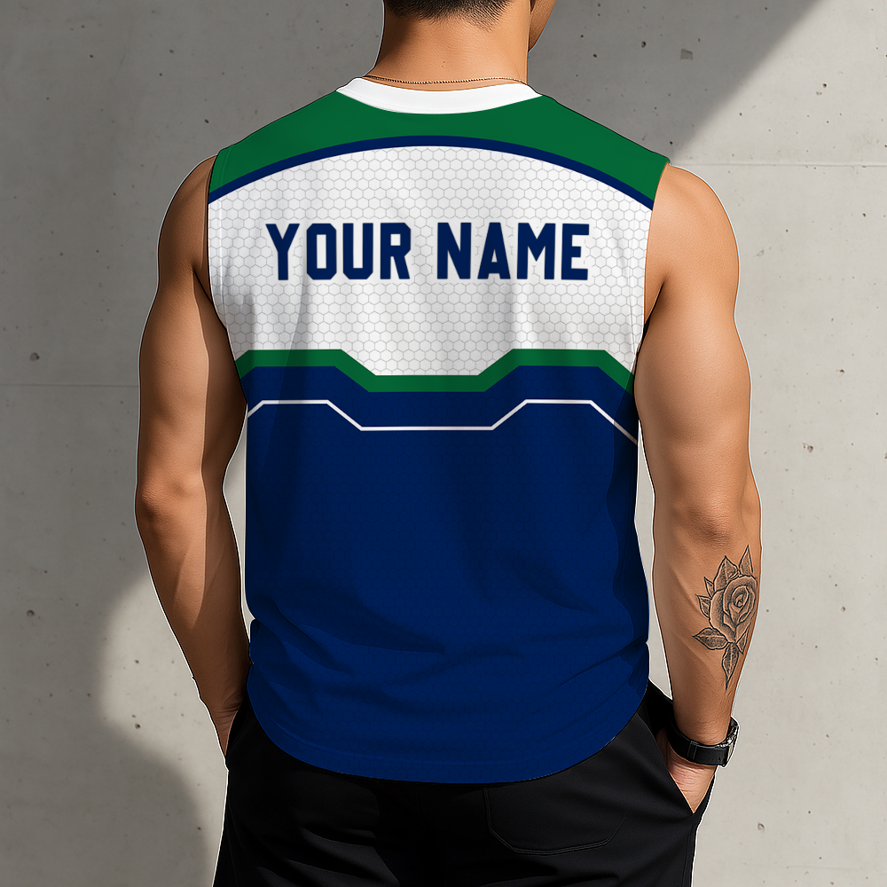 LIMITED EDITION - NEW CUSTOMIZED NHL19 VCC VANCOUVER CANUCKS MEN'S GYM SHIRT