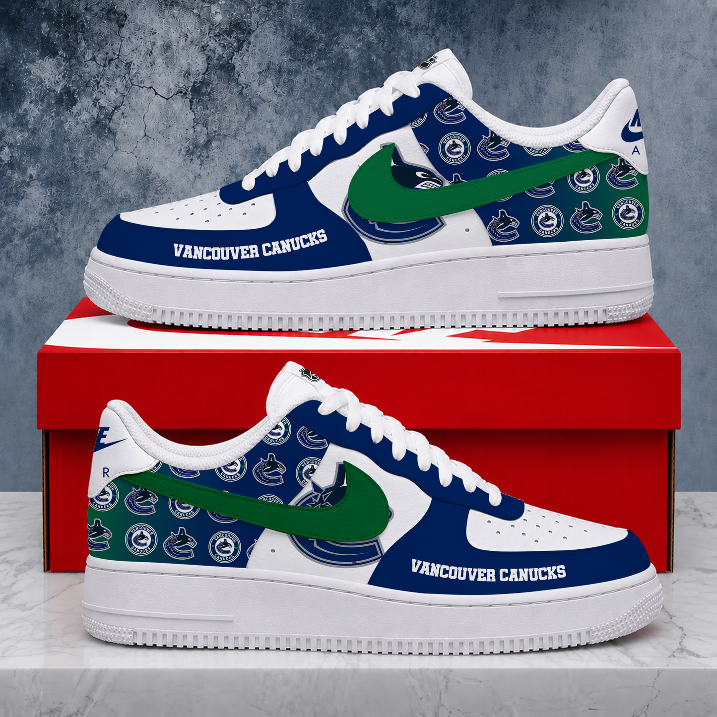 FINAL SALE - NEW CUSTOMIZED NHL19 VANCOUVER CANUCKS AF1 SHOES
