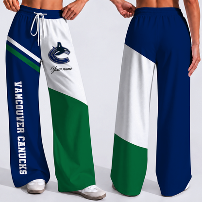 FINAL SALE - NEW CUSTOMIZED NHL19 VCC VANCOUVER CANUCKS WOMEN'S WIDE LEG PANTS