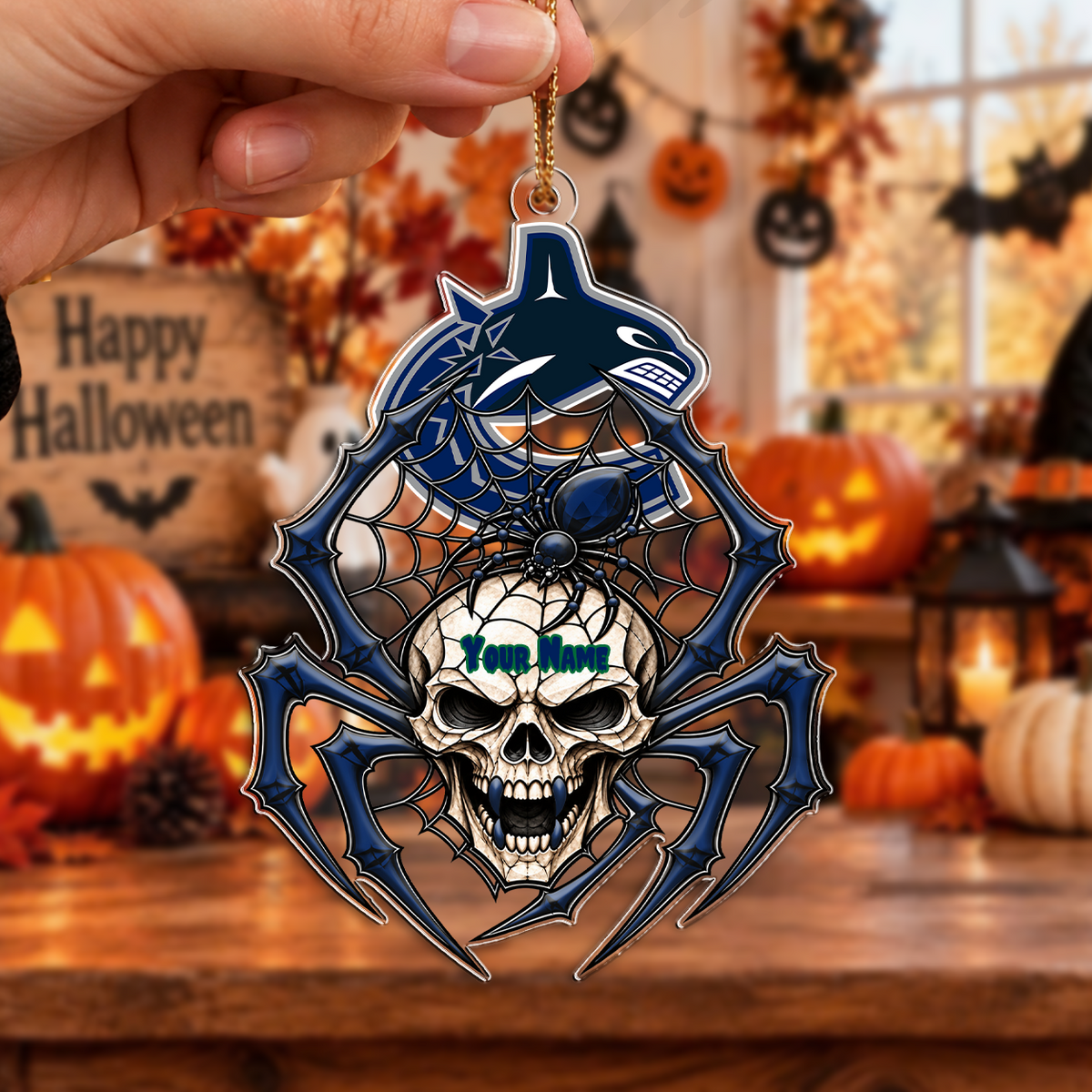 LIMITED EDITION - NEW CUSTOMIZED NHL19 VCC VANCOUVER CANUCKS HALLOWEEN ACRYLIC ORNAMENT