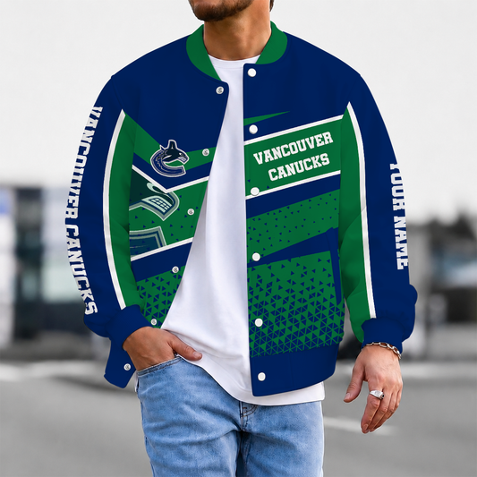 LIMITED EDITION - NEW CUSTOMIZED NHL19 VCC VANCOUVER CANUCKS SATIN VARSITY JACKET & BASEBALL JACKET