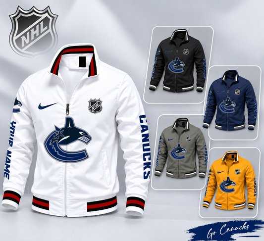 FLASH SALE - NEW CUSTOMIZED NHL19 VCC VANCOUVER CANUCKS MULTICOLOR MEN'S CASUAL JACKET