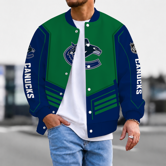LIMITED EDITION - NEW CUSTOMIZED NHL19 VCC VANCOUVER CANUCKS SATIN VARSITY JACKET & BASEBALL JACKET