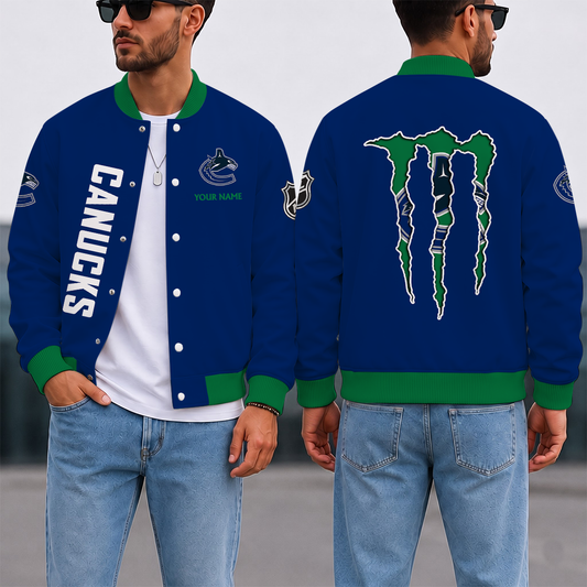 LIMITED EDITION - NEW CUSTOMIZED NHL19 VCC VANCOUVER CANUCKS SATIN VARSITY JACKET & BASEBALL JACKET