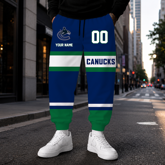 HOT DEAL - NEW CUSTOMIZED NHL19 VCC VANCOUVER CANUCKS SWEATPANTS