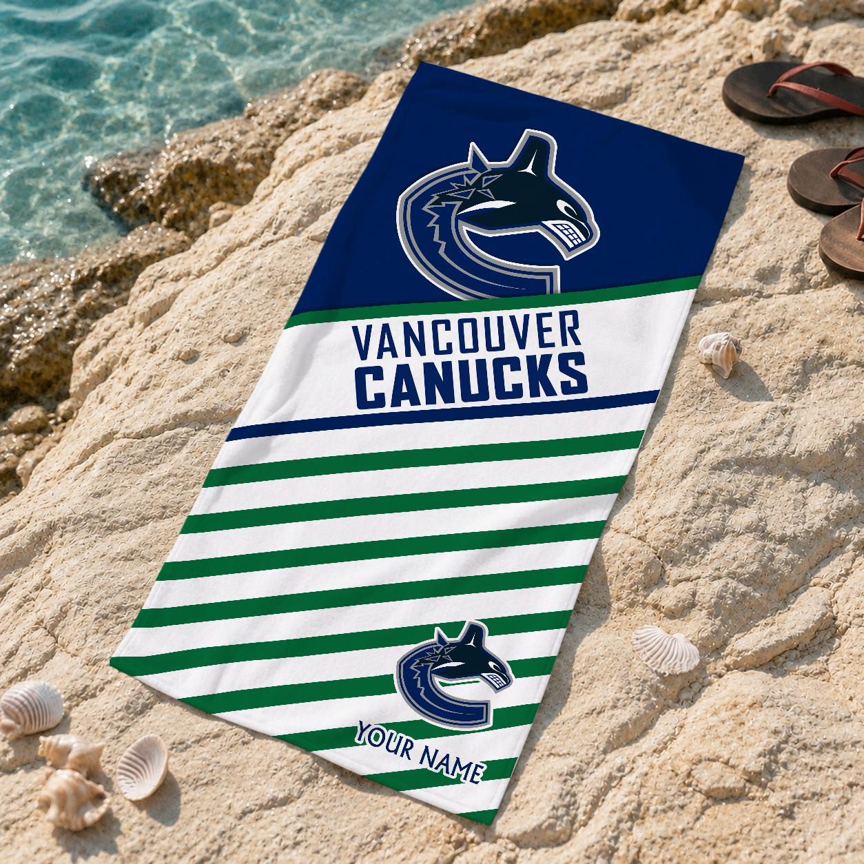 FINAL SALE - NEW CUSTOMIZED NHL19 VCC VANCOUVER CANUCKS BEACH TOWEL