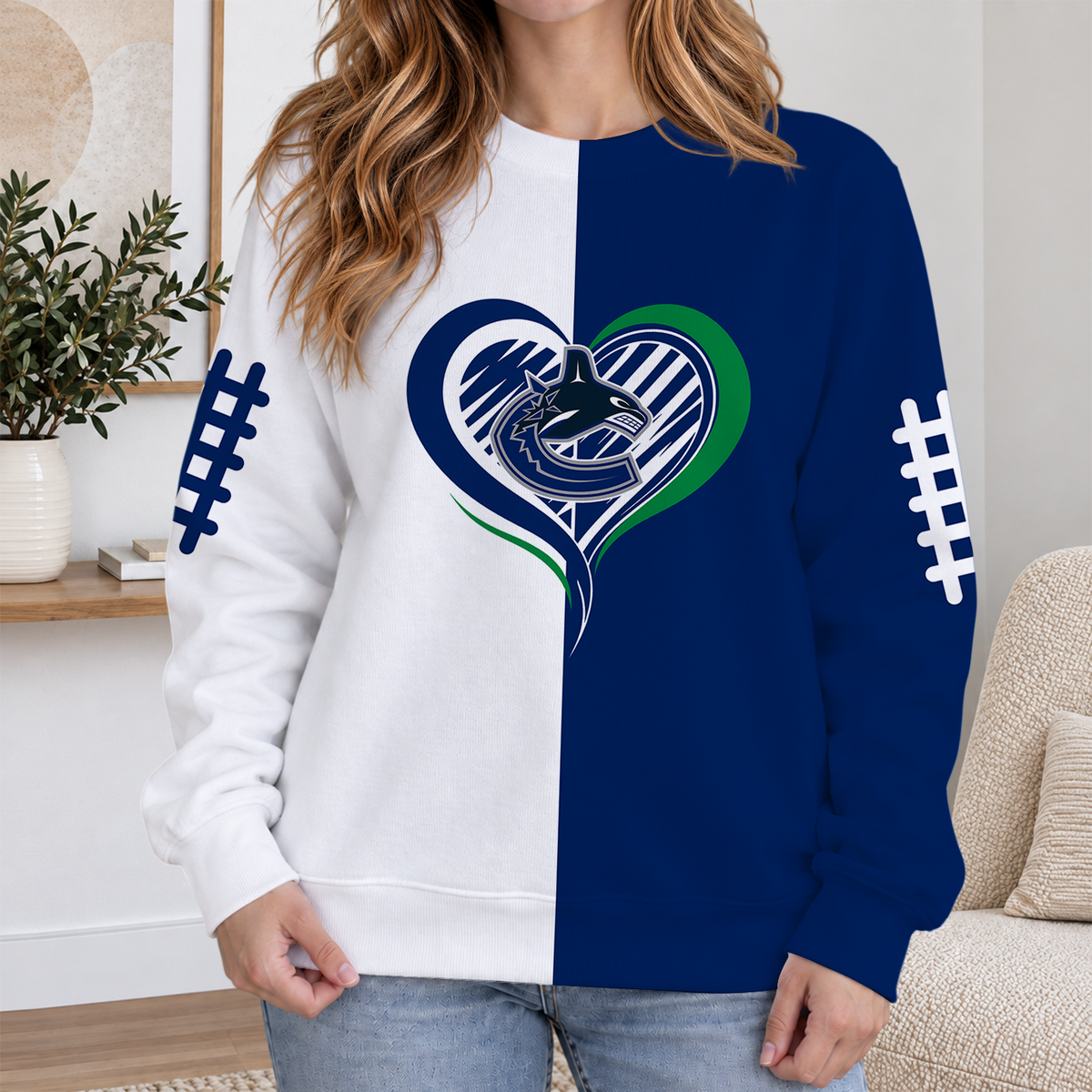FINAL SALE - NEW CUSTOMIZED NHL19 VCC VANCOUVER CANUCKS RIBBED HOODIE & SWEATSHIRT