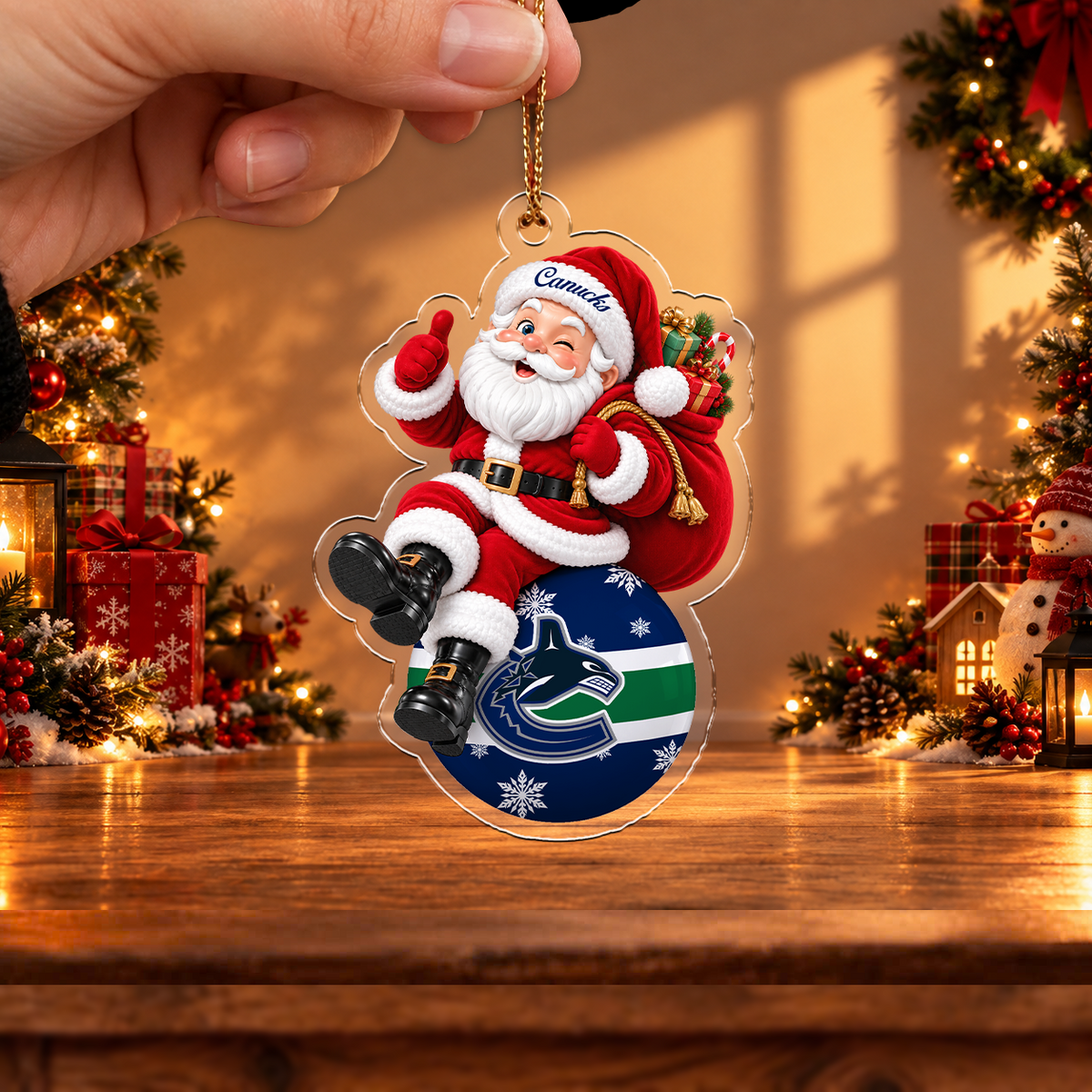 HOT DEAL - NEW CUSTOMIZED NHL19 VCC VANCOUVER CANUCKS CHRISTMAS ACRYLIC ORNAMENT