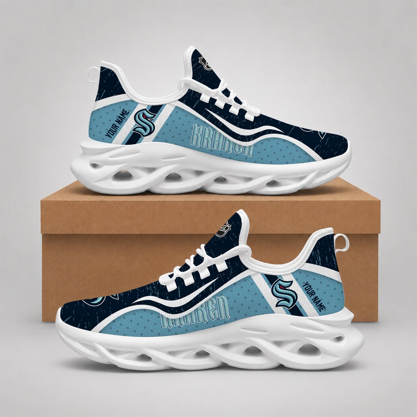 LIMITED EDITION - NEW CUSTOMIZED NHL20 STK SEATTLE KRAKEN CLUNKY SNEAKERS