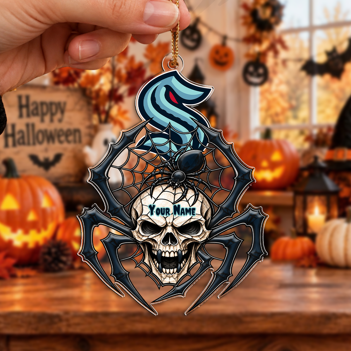 LIMITED EDITION - NEW CUSTOMIZED NHL20 STK SEATTLE KRAKEN HALLOWEEN ACRYLIC ORNAMENT
