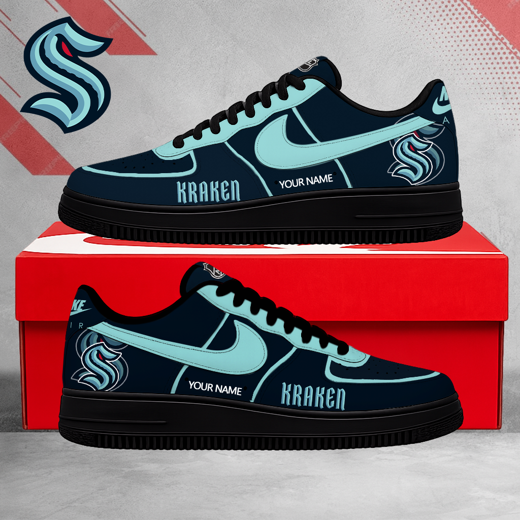 FLASH SALE - NEW CUSTOMIZED NHL20 SEATTLE KRAKEN AF1 SHOES
