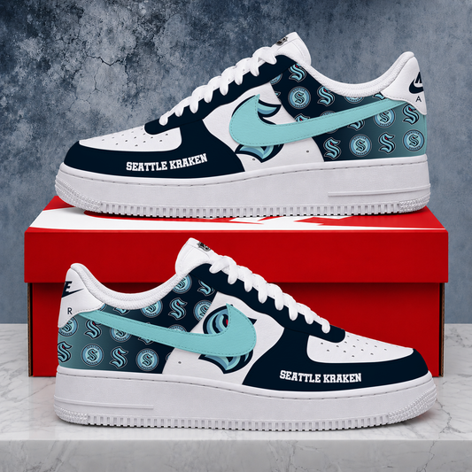 FINAL SALE - NEW CUSTOMIZED NHL20 SEATTLE KRAKEN AF1 SHOES