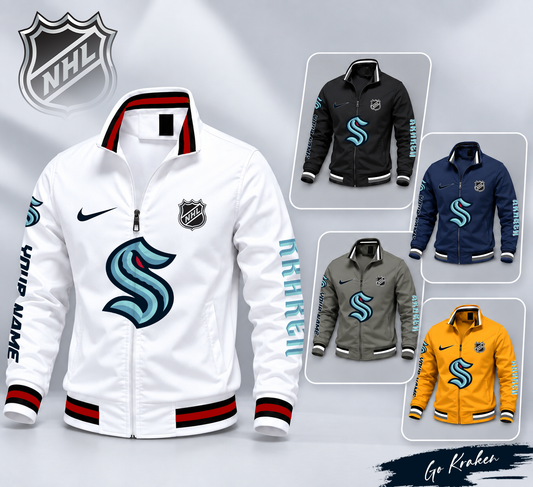 FLASH SALE - NEW CUSTOMIZED NHL20 STK SEATTLE KRAKEN MULTICOLOR MEN'S CASUAL JACKET