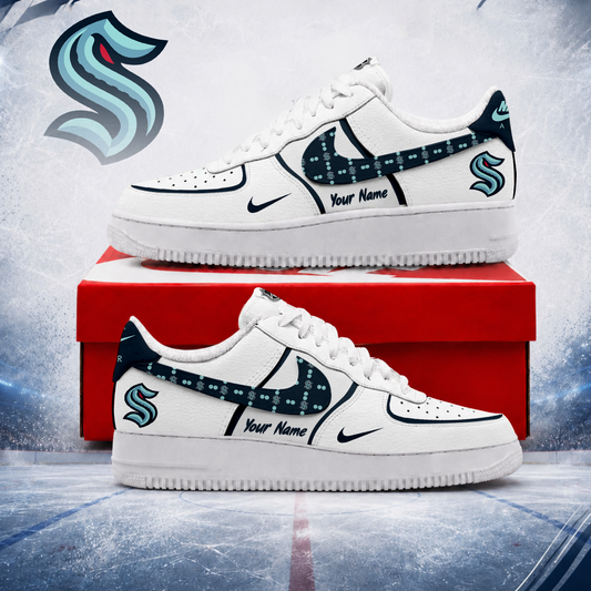 LIMITED EDITION - NEW CUSTOMIZED NHL20 SEATTLE KRAKEN AF1 SHOES