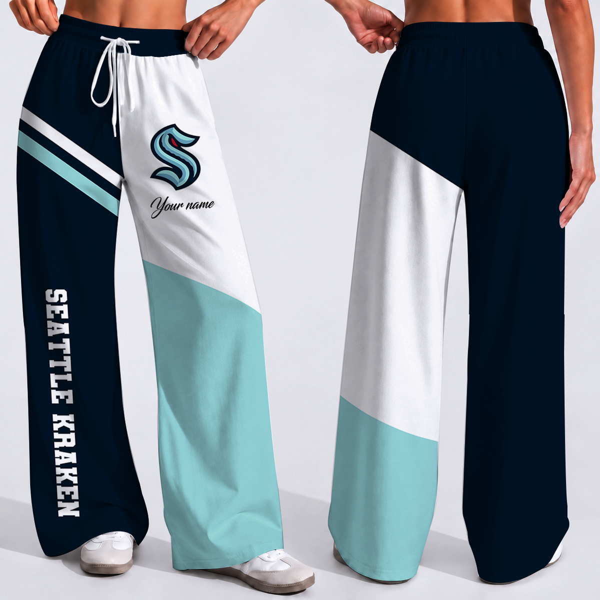 FINAL SALE - NEW CUSTOMIZED NHL20 STK SEATTLE KRAKEN WOMEN'S WIDE LEG PANTS