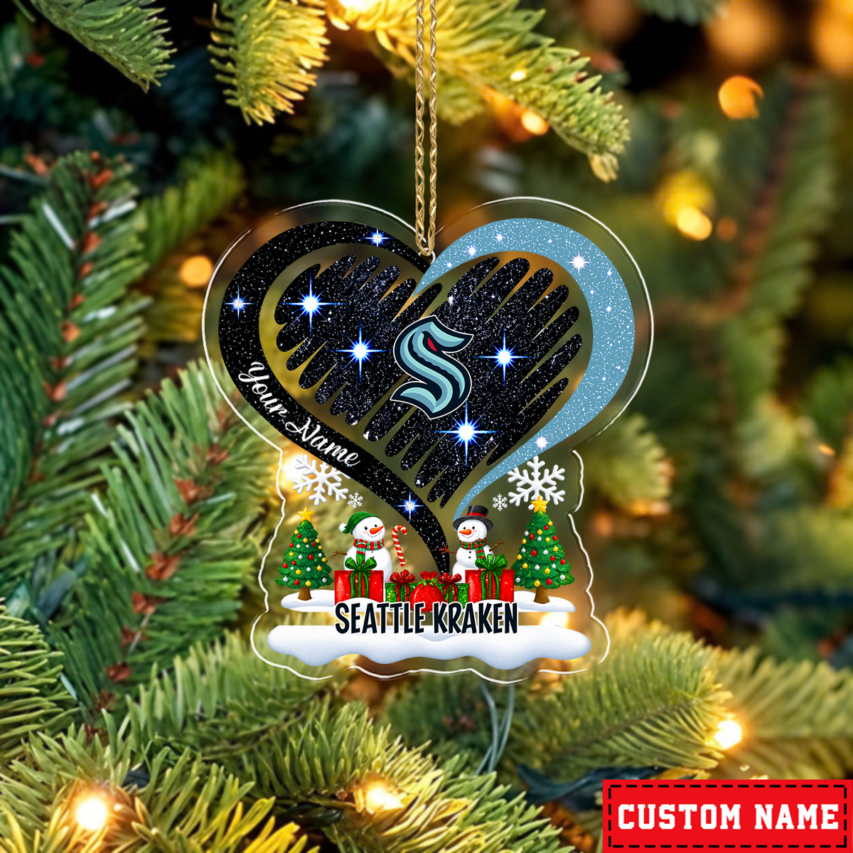 FINAL SALE - NEW CUSTOMIZED NHL20 STK SEATTLE KRAKEN CHRISTMAS ACRYLIC ORNAMENT