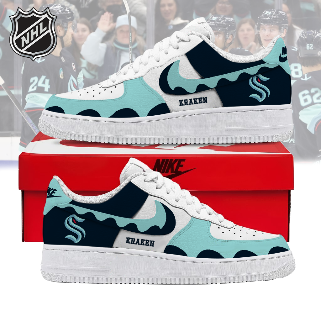 LIMITED EDITION - NEW CUSTOMIZED NHL20 SEATTLE KRAKEN AF1 SHOES