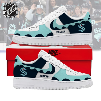 LIMITED EDITION - NEW CUSTOMIZED NHL20 SEATTLE KRAKEN AF1 SHOES