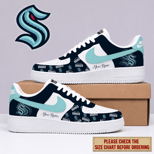 FINAL SALE - NEW CUSTOMIZED NHL20 SEATTLE KRAKEN AF1 SHOES