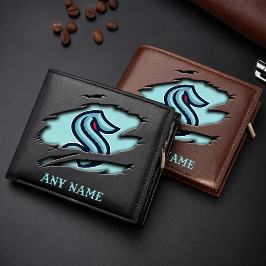 FINAL SALE - NEW CUSTOMIZED NHL20 STK SEATTLE KRAKEN LEATHER WALLET