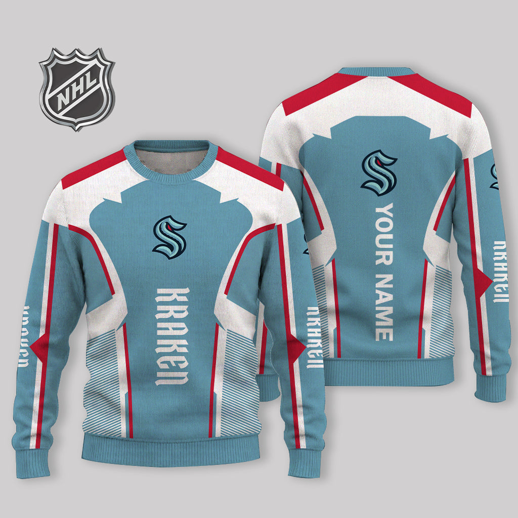 FINAL SALE - NEW CUSTOMIZED NHL20 STK SEATTLE KRAKEN UGLY SWEATER