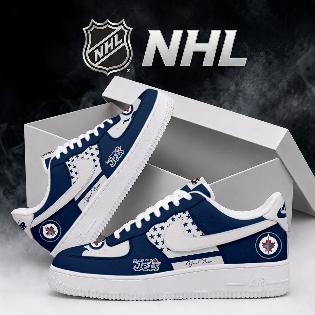 LIMITED EDITION - NEW CUSTOMIZED NHL21 WPJ WINNIPEG JETS AF1 SHOES