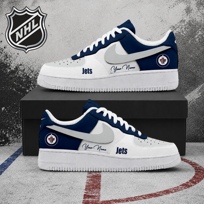 FINAL CLEARANCE - NEW CUSTOMIZED NHL21 WPJ WINNIPEG JETS AF1 SHOES