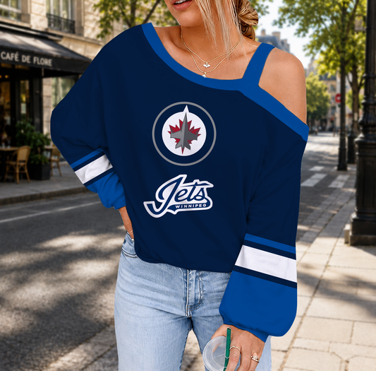FINAL SALE - NEW CUSTOMIZED NHL21 WPJ WINNIPEG JETS DROP SHOULDER SWEATSHIRT