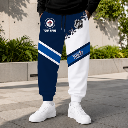 HOT DEAL - NEW CUSTOMIZED NHL21 WPJ WINNIPEG JETS SWEATPANTS