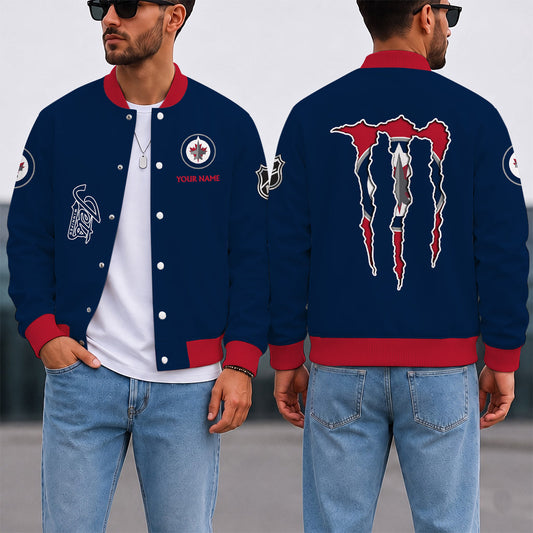 LIMITED EDITION - NEW CUSTOMIZED NHL21 WPJ WINNIPEG JETS SATIN VARSITY JACKET & BASEBALL JACKET