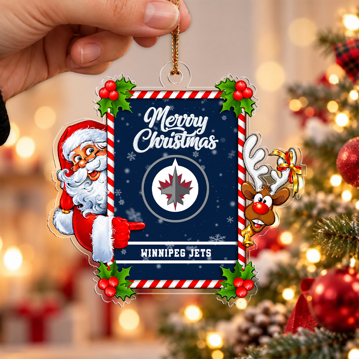 FLASH SALE - NEW CUSTOMIZED NHL21 WPJ WINNIPEG JETS CHRISTMAS ACRYLIC ORNAMENT