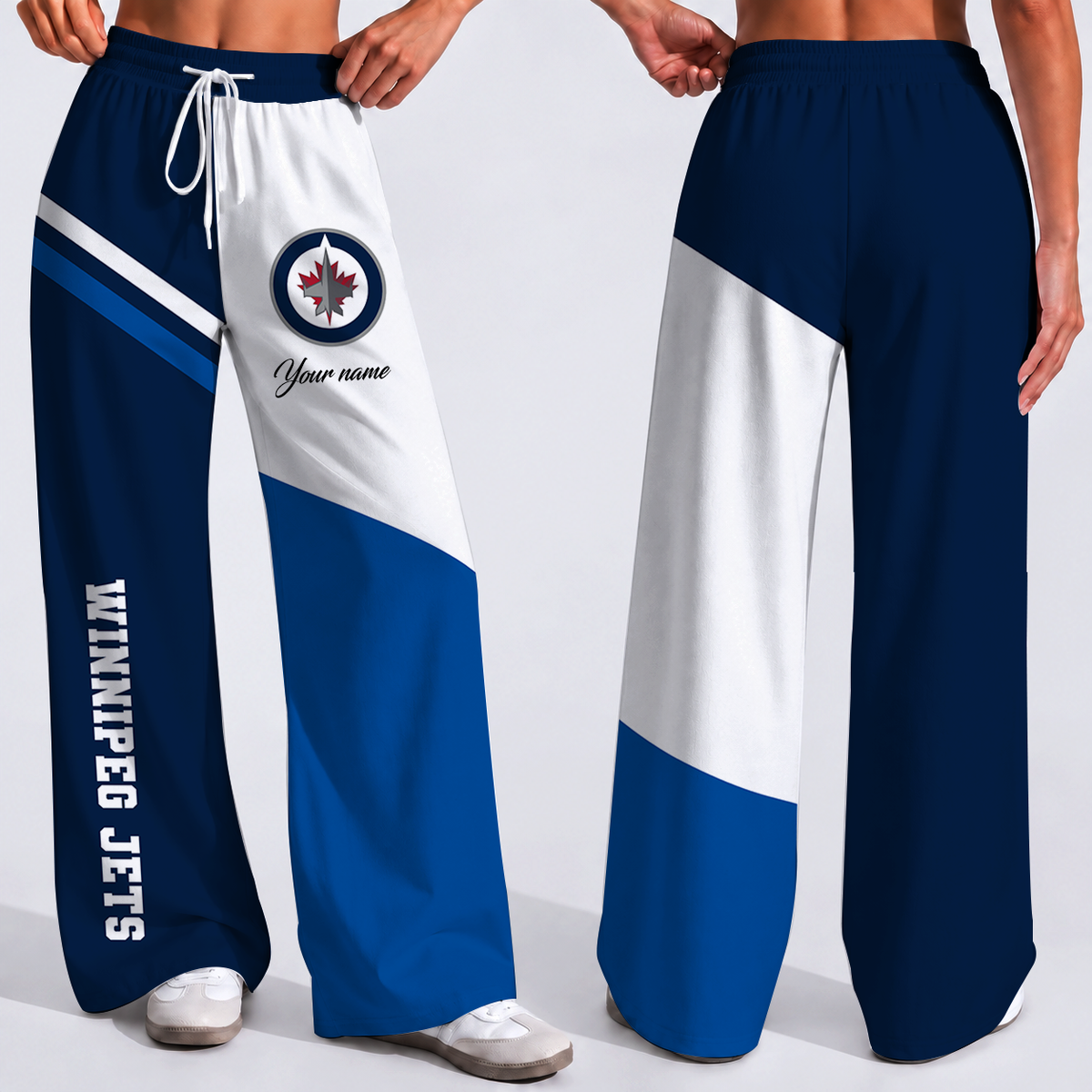 FINAL SALE - NEW CUSTOMIZED NHL21 WPJ WINNIPEG JETS WOMEN'S WIDE LEG PANTS