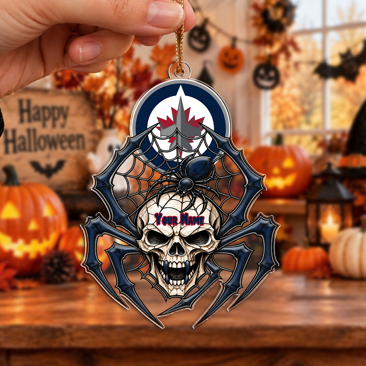 LIMITED EDITION - NEW CUSTOMIZED NHL21 WPJ WINNIPEG JETS HALLOWEEN ACRYLIC ORNAMENT