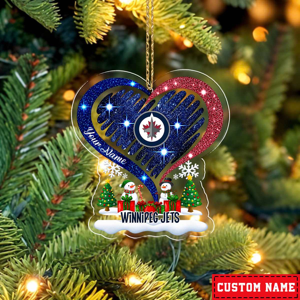 FINAL SALE - NEW CUSTOMIZED NHL21 WPJ WINNIPEG JETS CHRISTMAS ACRYLIC ORNAMENT