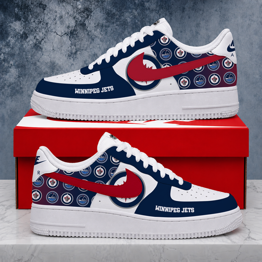 FINAL SALE - NEW CUSTOMIZED NHL21 WPJ WINNIPEG JETS AF1 SHOES