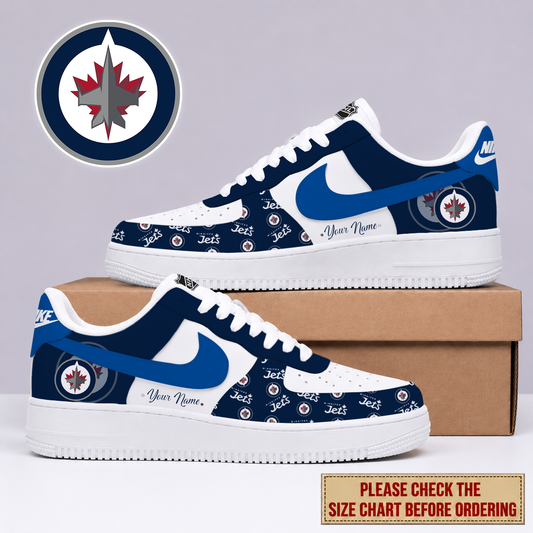 FINAL SALE - NEW CUSTOMIZED NHL21 WPJ WINNIPEG JETS AF1 SHOES