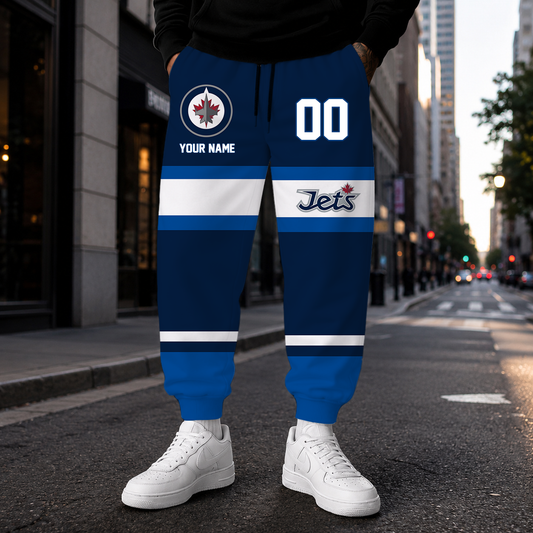 HOT DEAL - NEW CUSTOMIZED NHL21 WPJ WINNIPEG JETS SWEATPANTS
