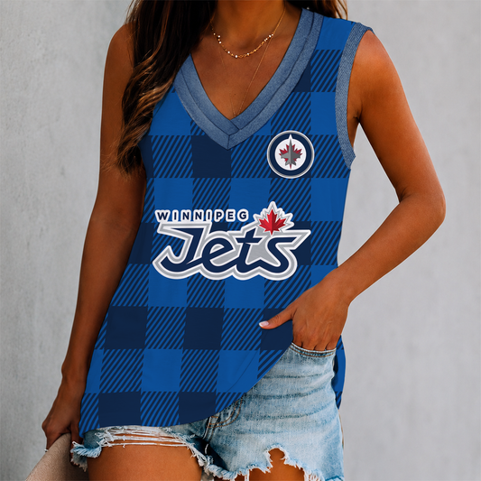 FINAL SALE - NEW CUSTOMIZED NHL21 WPJ WINNIPEG JETS WOMEN'S V-NECK TANK TOP