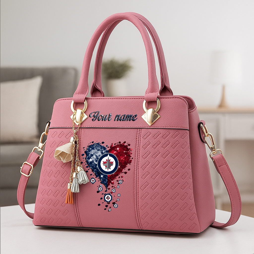 LIMITED EDITION - NEW CUSTOMIZED NHL21 WPJ WINNIPEG JETS ZIP HANDBAG MULTICOLOR