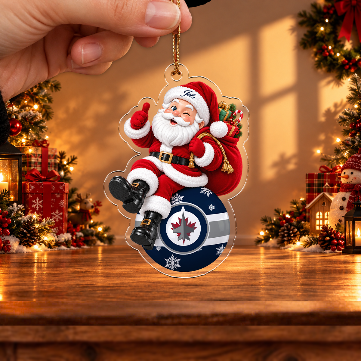 HOT DEAL - NEW CUSTOMIZED NHL21 WPJ WINNIPEG JETS CHRISTMAS ACRYLIC ORNAMENT