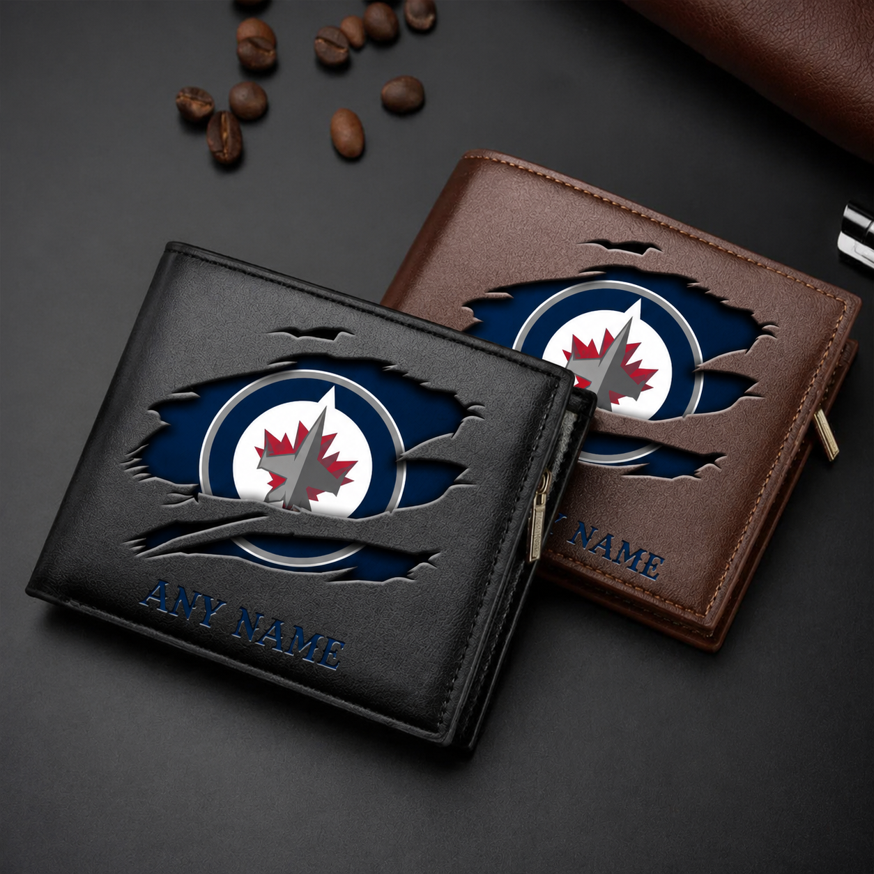 FINAL SALE - NEW CUSTOMIZED NHL21 WPJ WINNIPEG JETS LEATHER WALLET