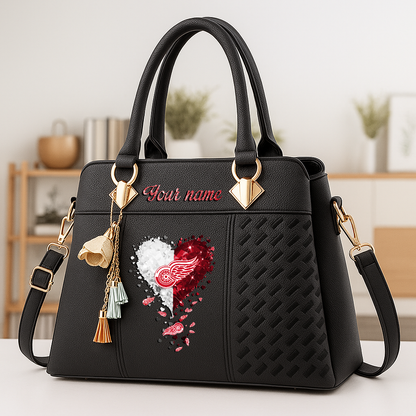 LIMITED EDITION - NEW CUSTOMIZED NHL22 DRW DETROIT RED WINGS ZIP HANDBAG MULTICOLOR