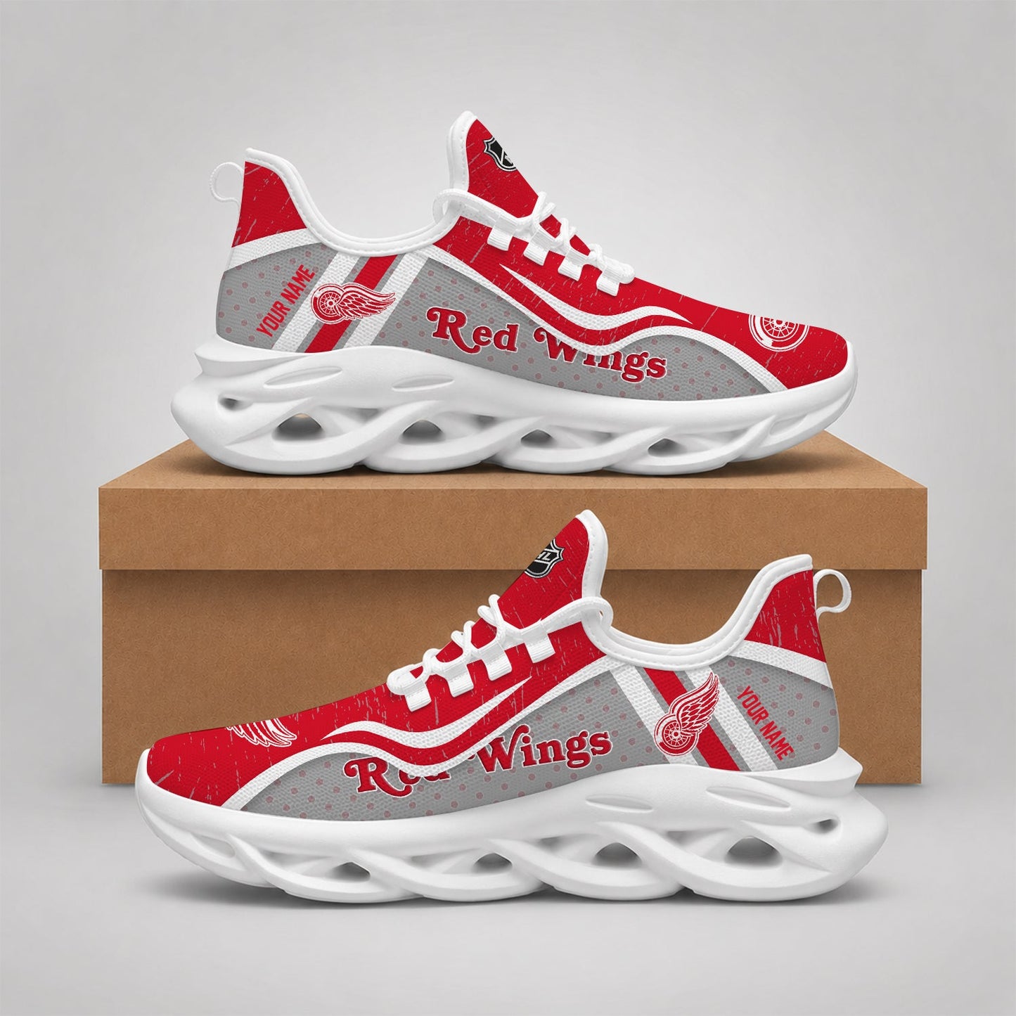 LIMITED EDITION - NEW CUSTOMIZED NHL22 DRW DETROIT RED WINGS CLUNKY SNEAKERS