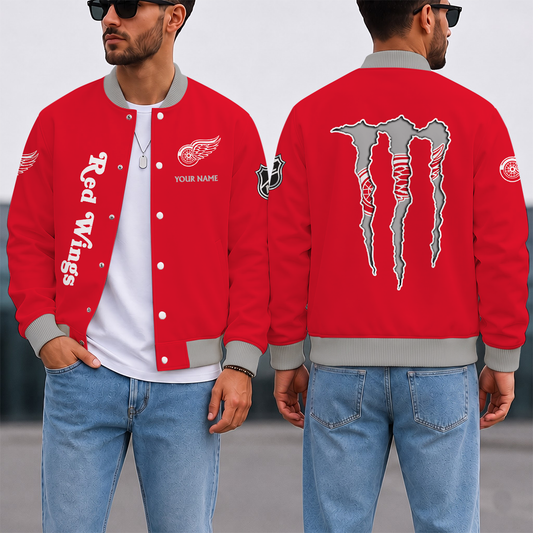 LIMITED EDITION - NEW CUSTOMIZED NHL22 DRW DETROIT RED WINGS SATIN VARSITY JACKET & BASEBALL JACKET