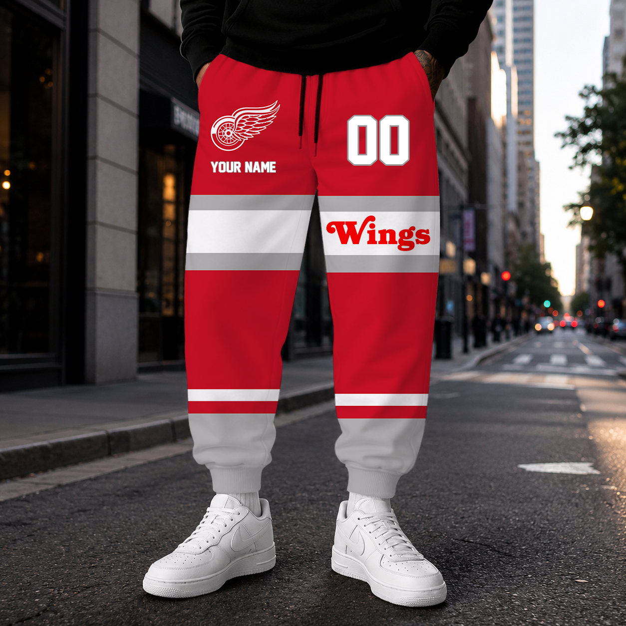 HOT DEAL - NEW CUSTOMIZED NHL22 DRW DETROIT RED WINGS SWEATPANTS