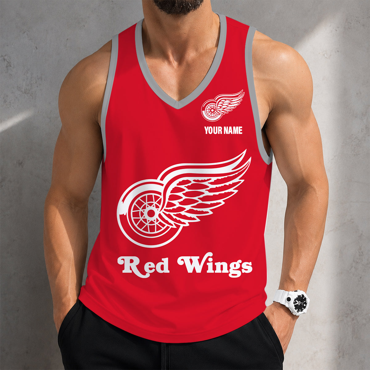 VIRAL EDITION - NEW CUSTOMIZED NHL22 DRW DETROIT RED WINGS MEN'S TANK TOP