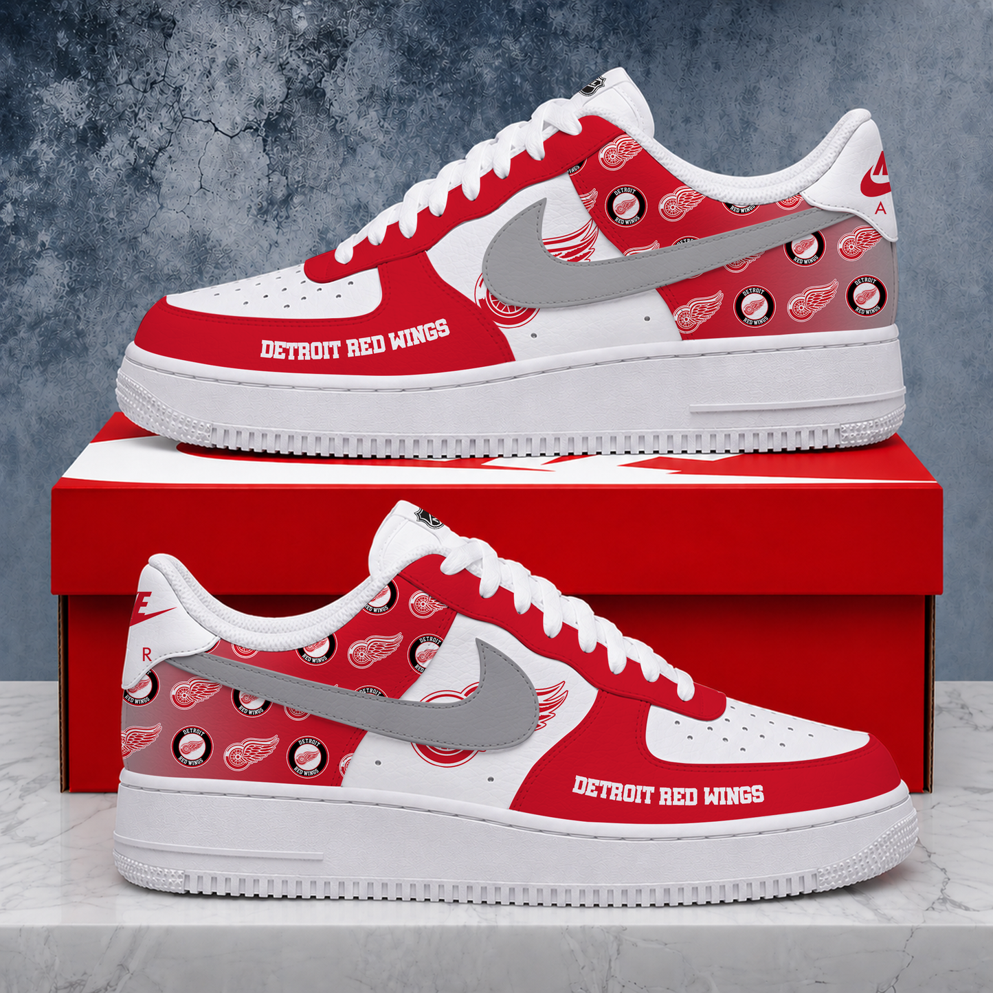 FINAL SALE - NEW CUSTOMIZED NHL22 DRW DETROIT RED WINGS AF1 SHOES
