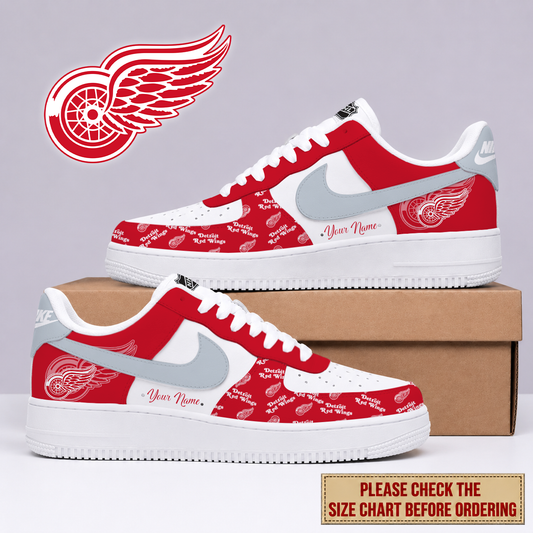 FINAL SALE - NEW CUSTOMIZED NHL22 DRW DETROIT RED WINGS AF1 SHOES