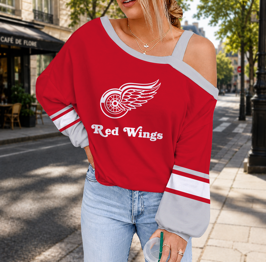 FINAL SALE - NEW CUSTOMIZED NHL22 DRW DETROIT RED WINGS DROP SHOULDER SWEATSHIRT