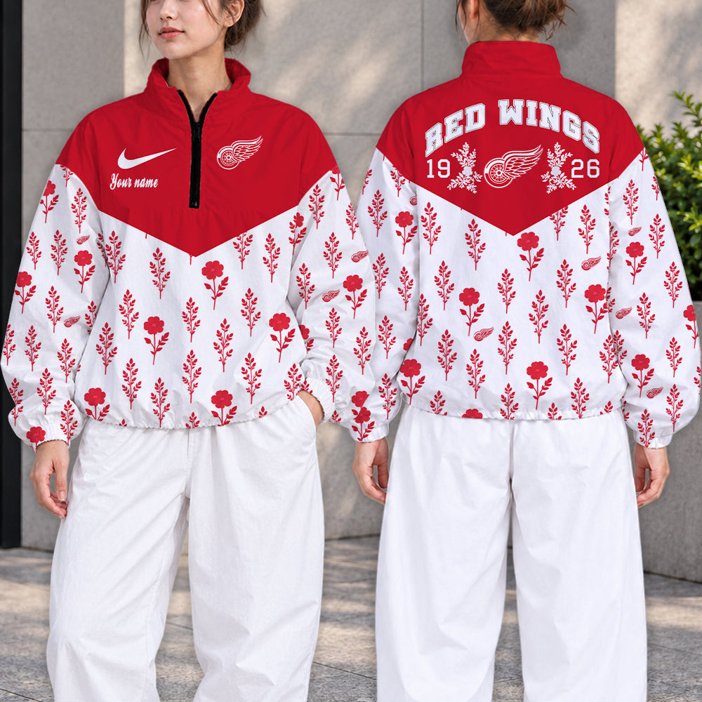 LIMITED EDITION - NEW CUSTOMIZED NHL22 DRW DETROIT RED WINGS V-NECK ZIPPER SWEATSHIRT JACKET